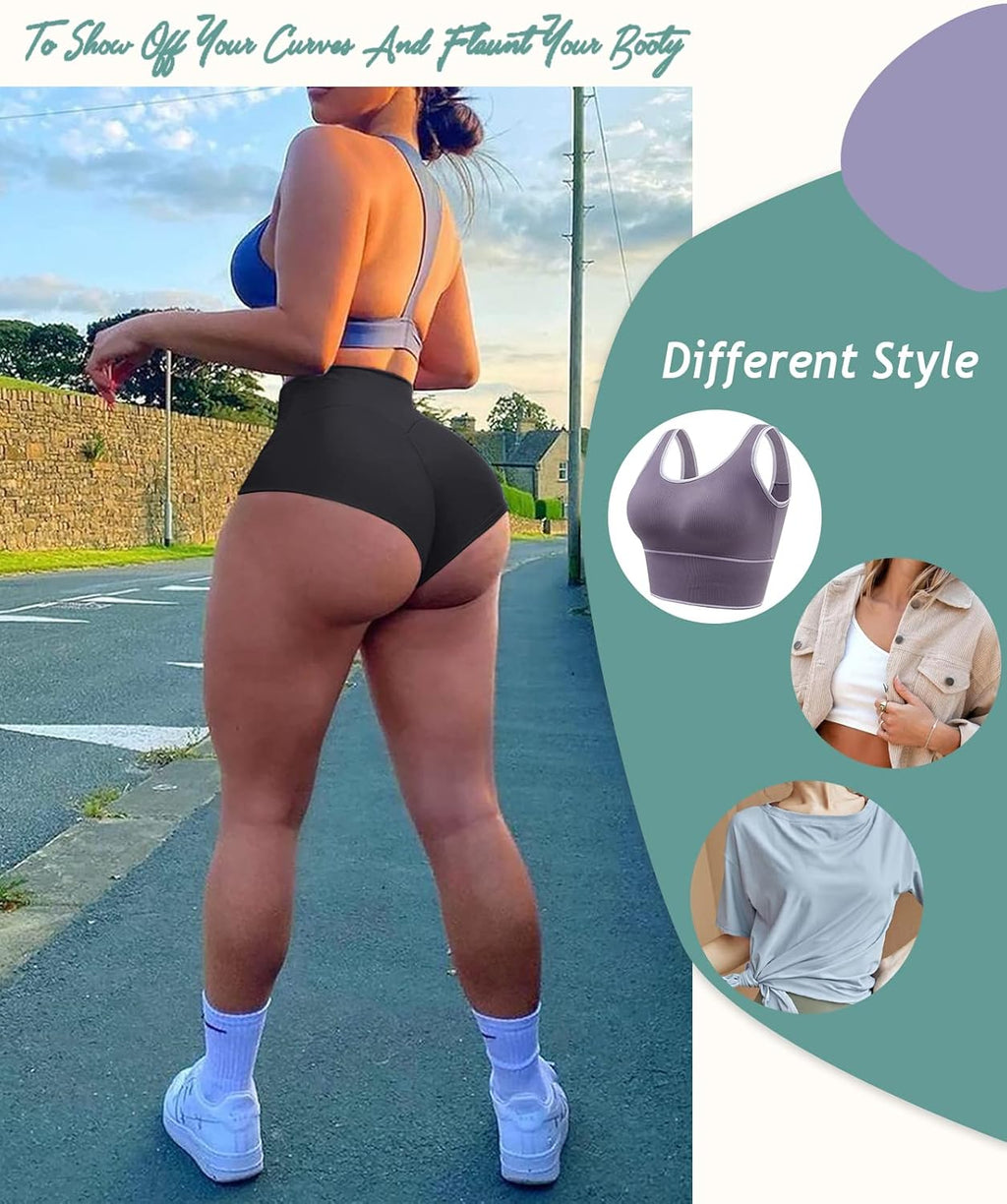Skiennix Women's High Waist Yoga Booty Shorts - Spandex Butt Lifting Workout Leggings | Rave Ready