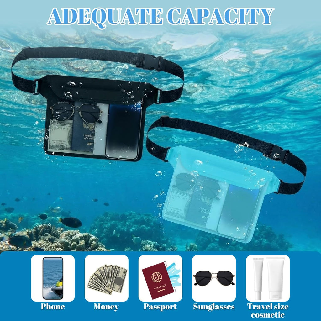 Tallew Waterproof Fanny Pack - 6 Pcs Dry Bag with Waist Strap for Beach & Water Activities | Multicolor