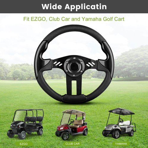 Golf Cart EZGO Steering Wheel, Fit EZGO TXT RXV, Club Car DS Precedent Tempo, Yamaha G2-G29 Most Golf Cart, Universal Golf Cart Steering Wheel, Ergonomic Design, PVC Material