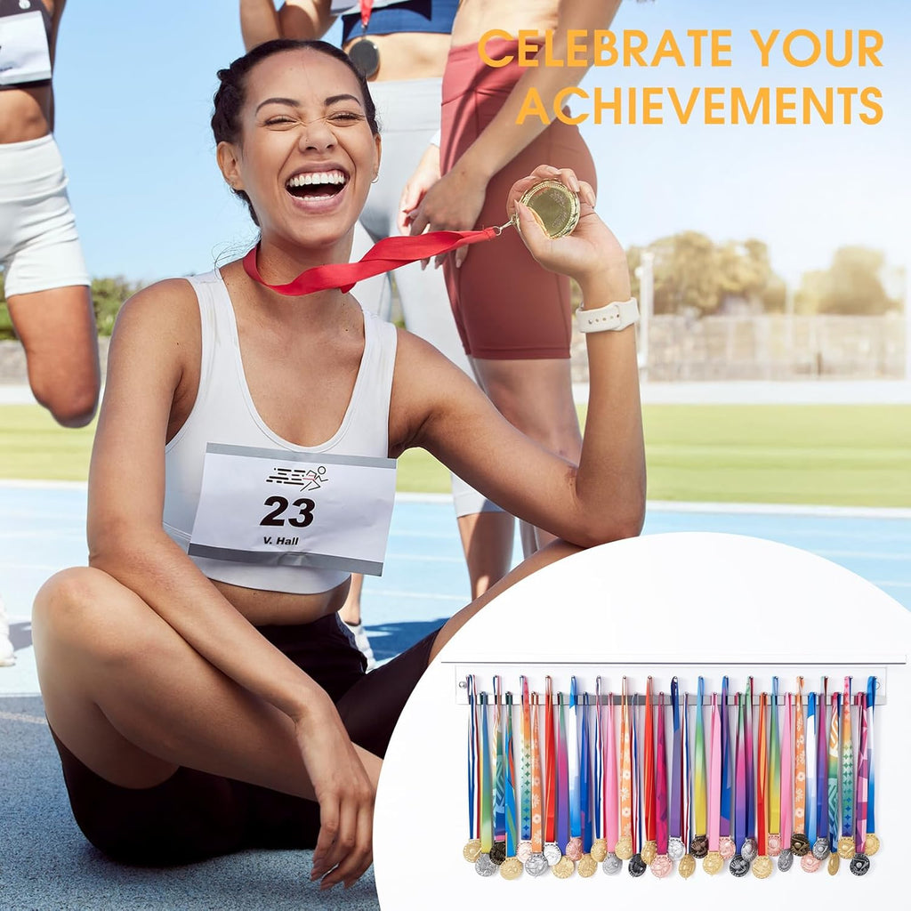 Omhuzsyo Medal Hanger Display Rack - Light Up Acrylic Trophy Shelf for Gymnastics, Running & More | Large 45.2”