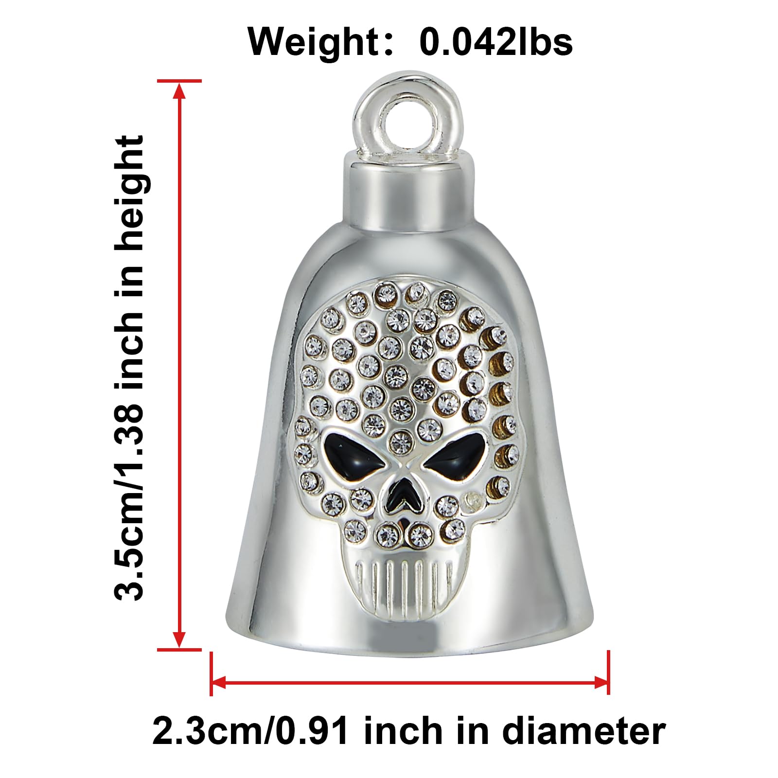 RiderVibe Motorcycle Bells for Biker Good Luck Riding Bells Guardian Biker Bells with Lanyard and CZ (Skull, 1)