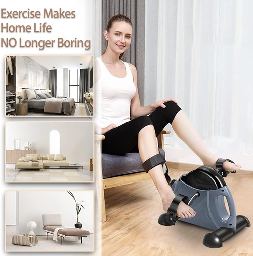 Himaly Mini Exercise Bike - Portable Under Desk Pedal Exerciser with LCD Screen for Arm & Leg Workouts