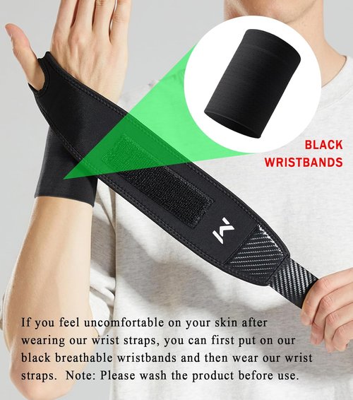 1Pair TFCC Wrist Brace with 1Pair Wristbands, Wrist Support for Tendonitis, Strain, Pain Relief, Adjustable Wrist Wrap for Sports, Tennis, Golf, Weightlifting (Black)