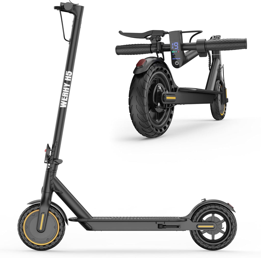 WERHY Electric Scooter - 350W/500W Motor, 19/22 MPH Speed, 15-28 Miles Range, Folding Design for Adults