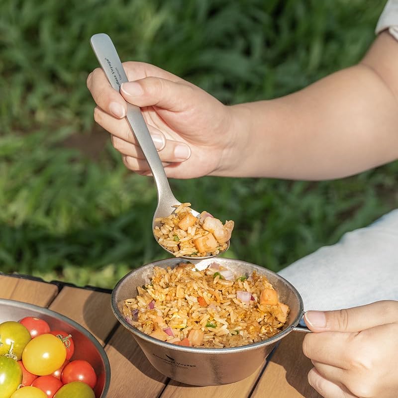 Ti1068T Titanium Camping Spoon with Big Bowl - Ultra Lightweight Outdoor Utensil (Variation of THIS listing: Ti1068T Titanium Spoon 1PC)