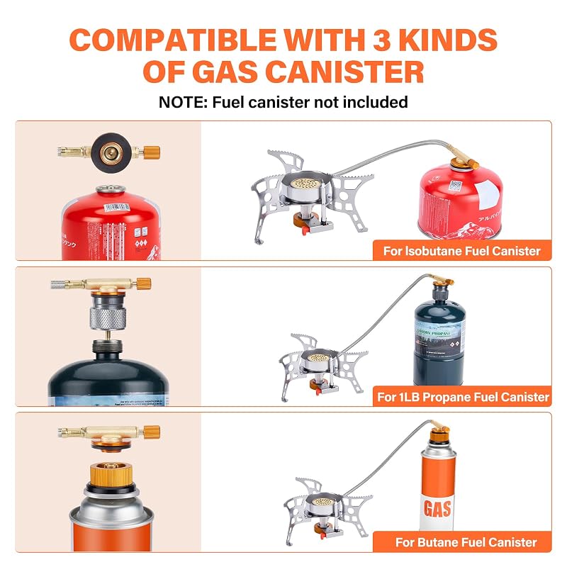 3900W Windproof Camping Stove with Piezo Ignition – Portable Backpacking Stove (WADEO)