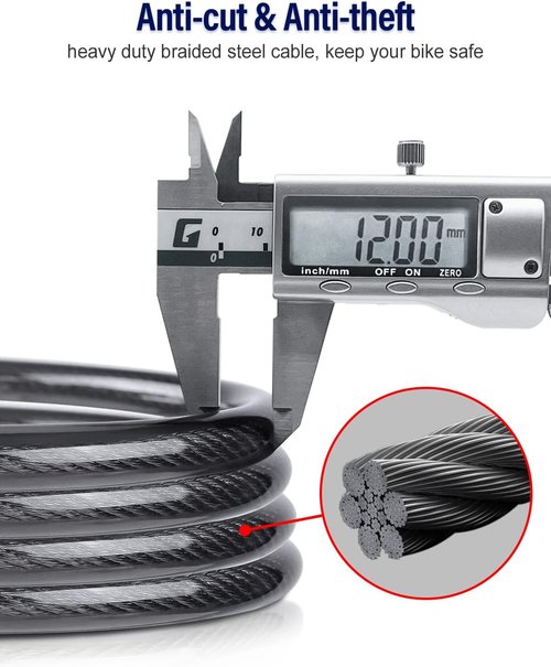 NDakter Bike Lock - 4FT Combination Cable Lock with Mounting Bracket | Ideal Anti-Theft Solution for Bicycles