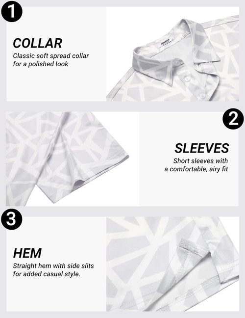 COOFANDY Men's Golf Polo Shirt - Quick Dry Performance with Moisture Wicking | Casual Print Design