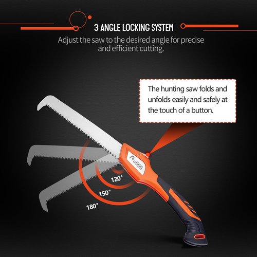 ProSSS Folding Bone Meat Saw for Hunting and Butchering,1PC Replaceable Blade, 65Mn Spring Steel Blade, 3 Angles to Lock, Triple Ground Saw Teeth with A Storage Bag