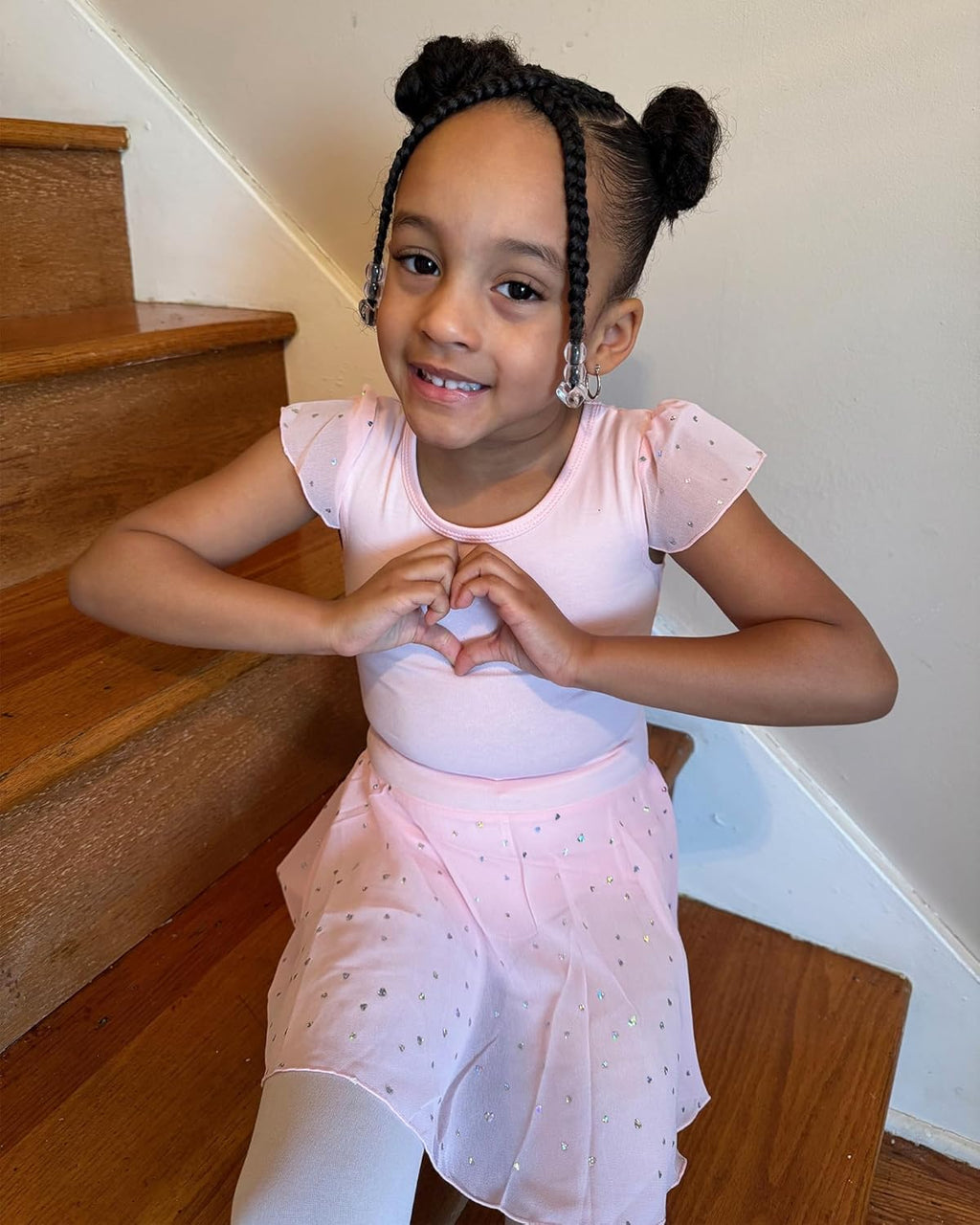 Stelle Ballet Leotards - Girls' Dance Outfit with Ruffle Sleeves | Toddler Pink Dress