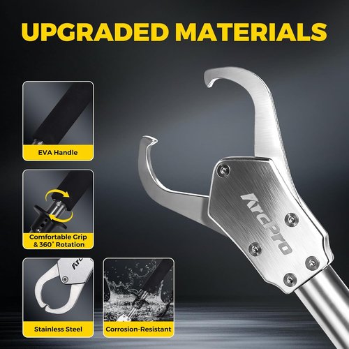 Fish Gripper | 23.8" Corrosion-Resistant Stainless Steel Tool with 40LB Capacity & Non-Slip Handle