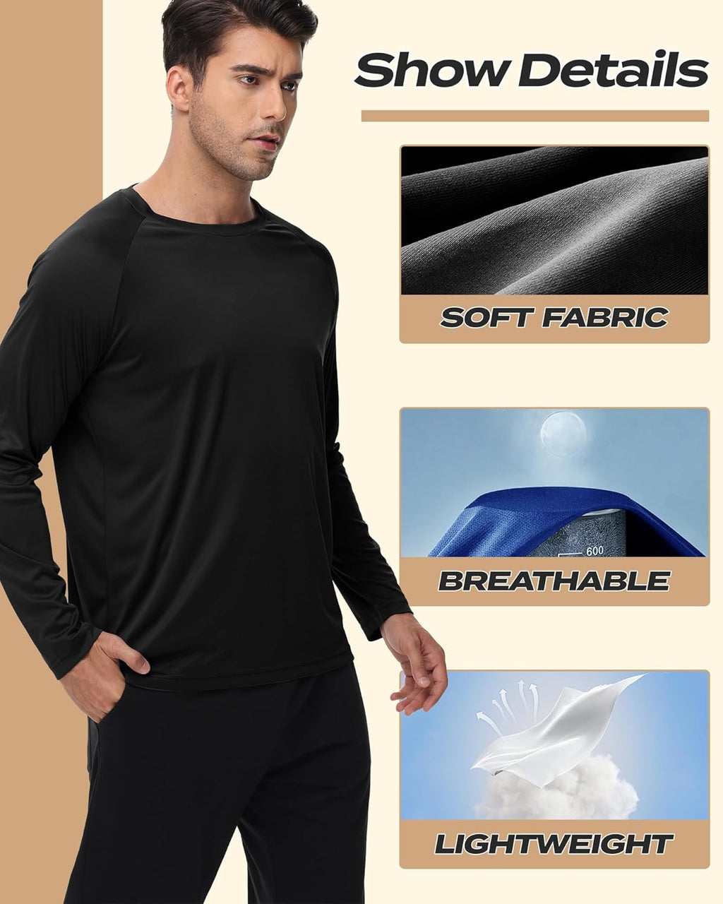 Skiennix Long Sleeve Shirts for Men - Quick Dry UV Protection T-Shirts for Fishing & Workouts