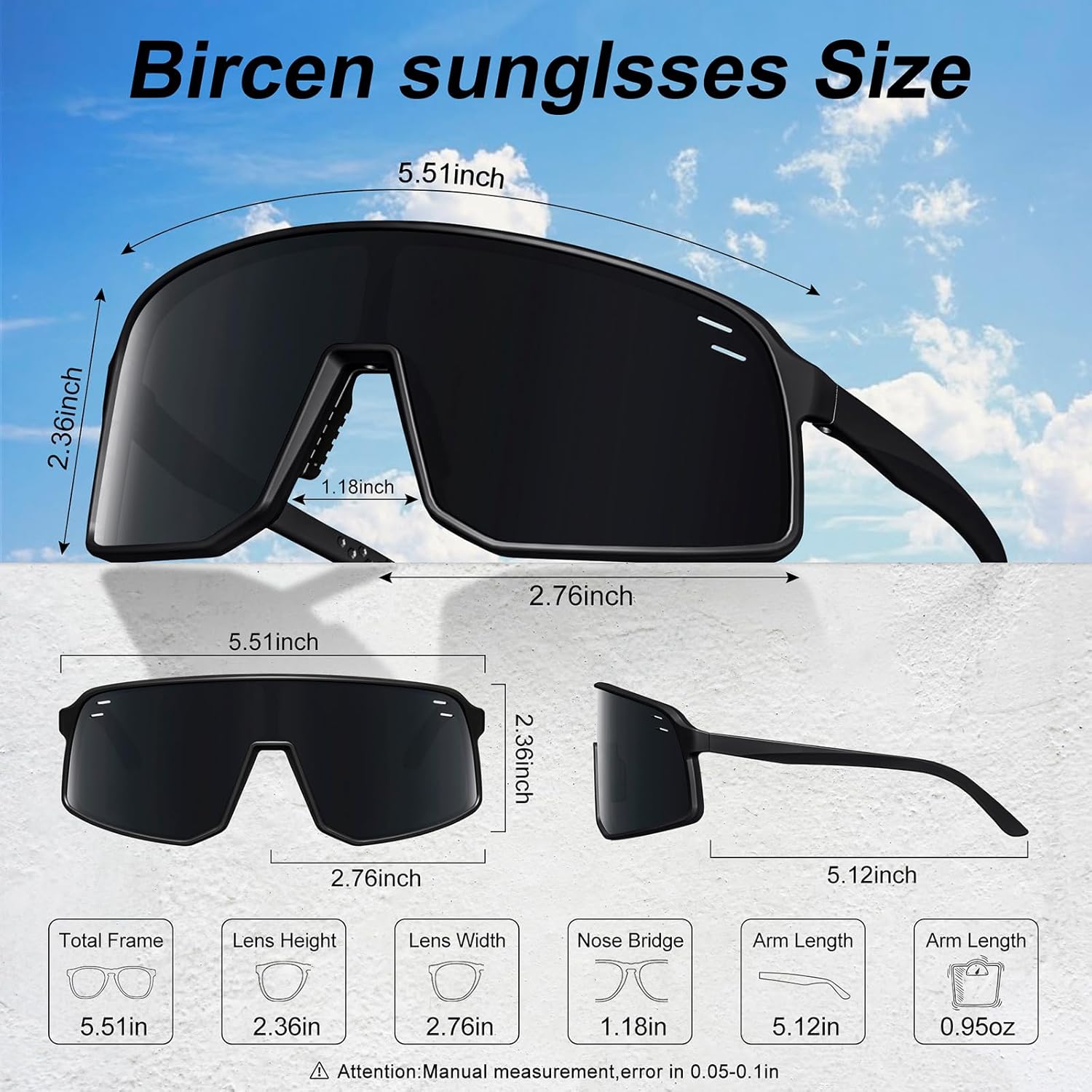 Polarized Sports Sunglasses | UV400 Protection for Men & Women - Ideal for Cycling, Fishing, Running