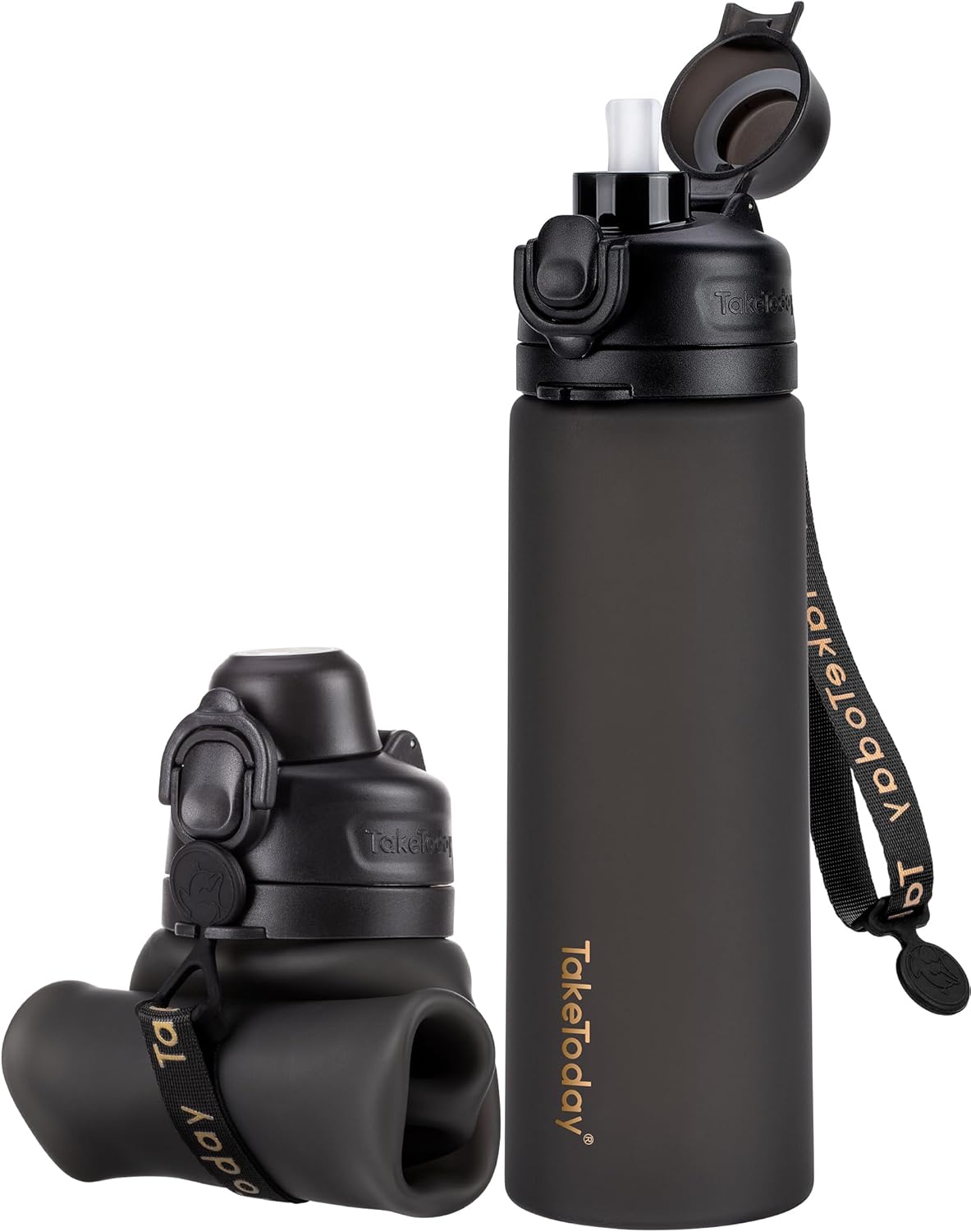 TakeToday Collapsible Water Bottles - 32oz & 20oz | Compact, Leakproof Silicone for Travel & Hiking