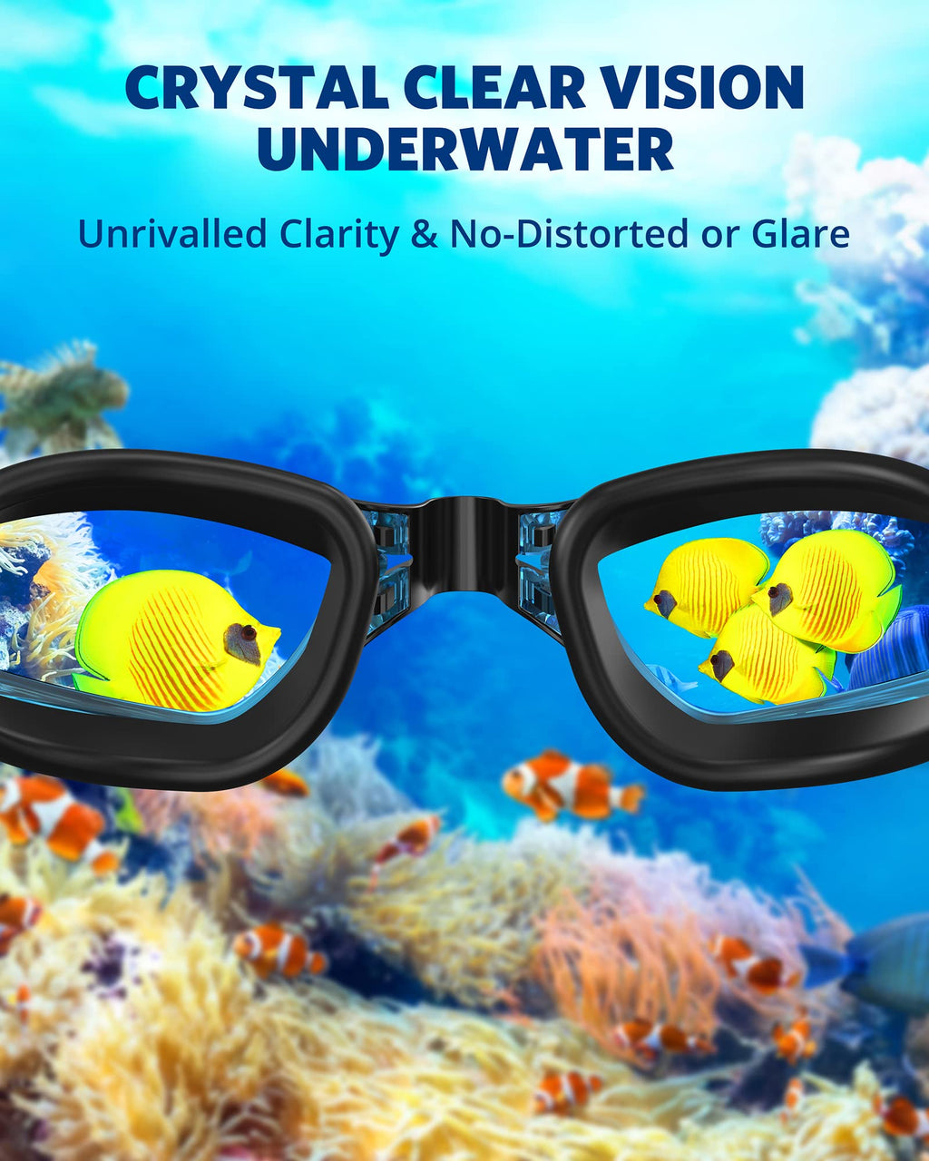 Aegend Swim Goggles, Swimming Goggles No Leaking Full Protection Adult Men Women Youth, Flexible, Detachable, Navy Blue