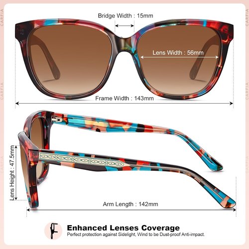 CARFIA Polarized Sunglasses for Women - UV Protection | Italian Design Retro Style