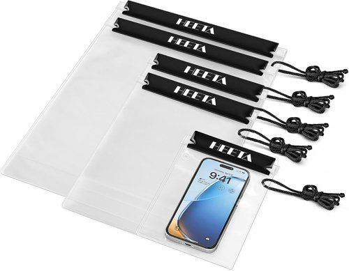 HEETA Waterproof Dry Bag Pouch - 5-Pack Clear Cases for Cameras, Phones & Maps | Ideal for Kayaking & Boating