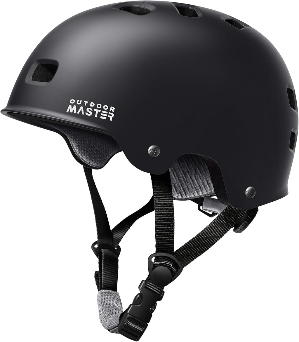 OutdoorMaster Skateboard Helmet - Multi-Sport Ventilation with Two Removable Liners | Kids, Youth & Adults