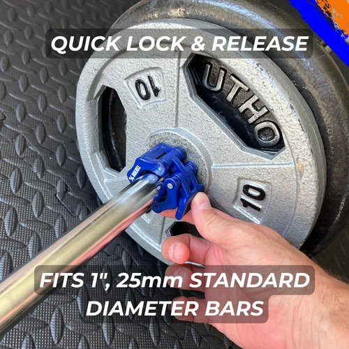 Dualbell Weight Collars, Quick Release Barbell Clamps for 1" Standard Diameter Bars, Exercise Collars Fit 1"(25mm) Quick Lock Pair of Collar Clips for Home Gym Weightlifting Fitness Training (Blue)