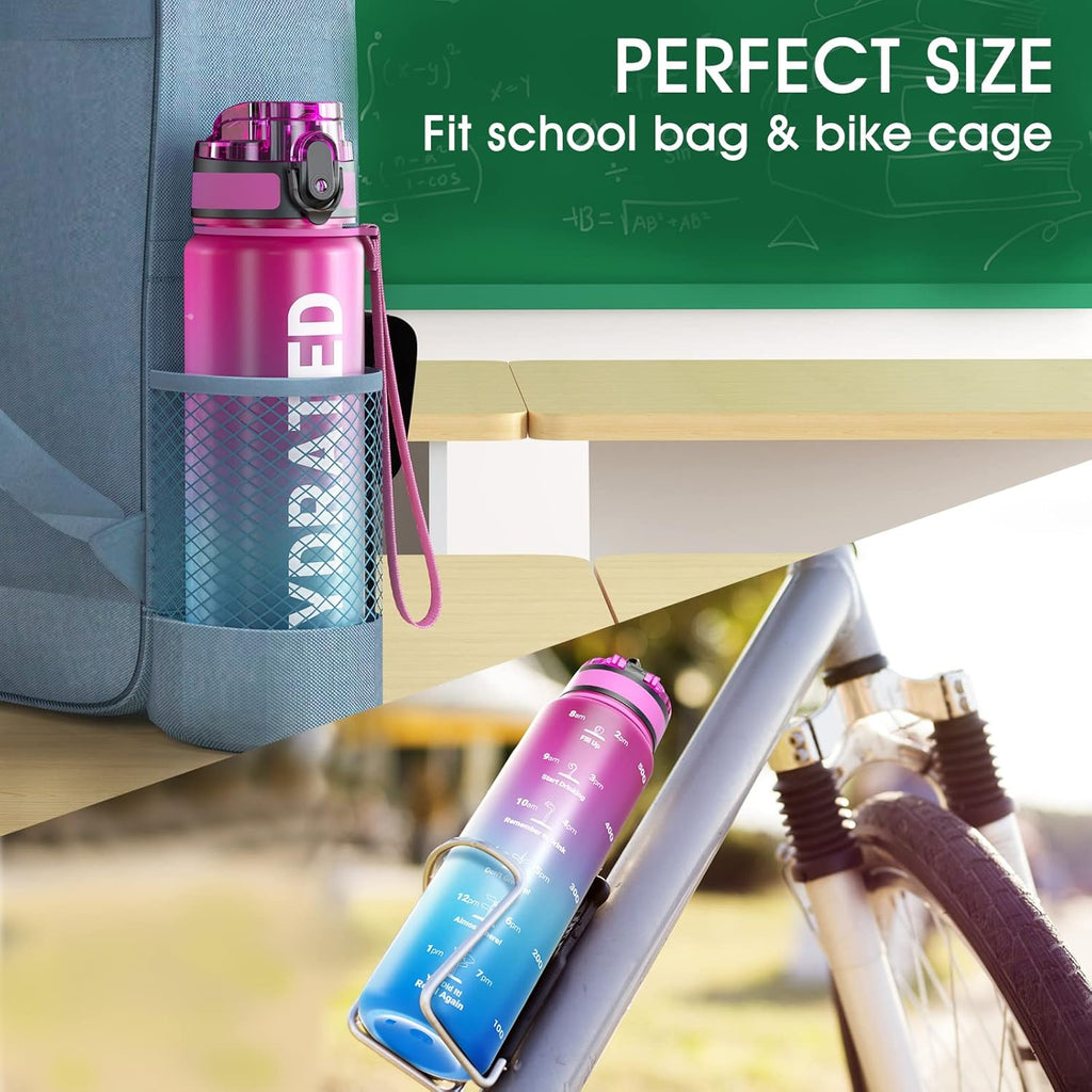 Sahara Sailor Water Bottle - Durable & Leakproof Tritan Bottle with Time Marker | 32/25/17oz for Gym & Travel