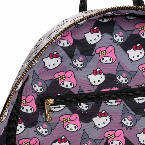Loungefly Sanrio Kuromi, My Melody, and Hello Kitty Glow In The Dark Triple Pocket Womens Backpack