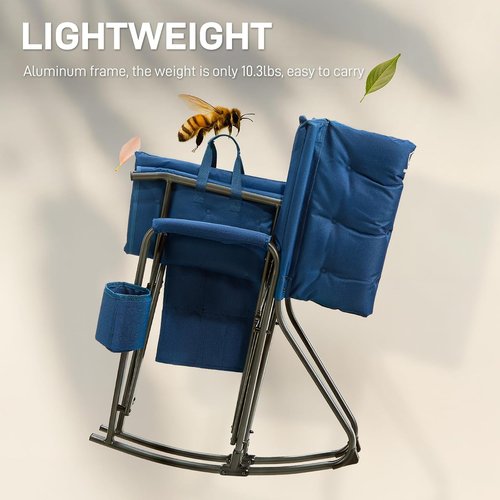Ever Advanced Lightweight Folding Rocking Camping Chair - Padded Portable Rocker for Outdoors | Heavy Duty, Blue