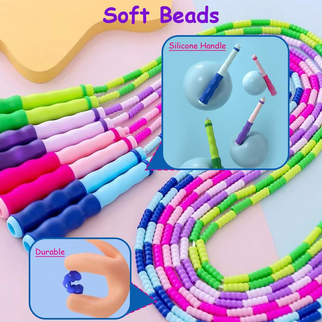 Skiennix Jump Rope - Soft Beaded Adjustable Skipping Rope for Kids & Adults | Tangle-Free 9.2Ft