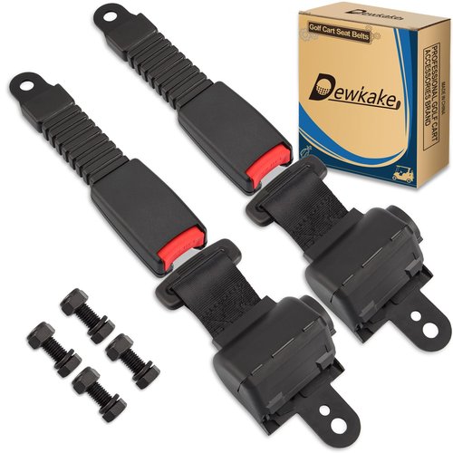 Dewkake Golf Cart Seat Belts Kit, 2pcs Universal Retractable Front and Rear Golf Cart Seat Belt Kit for Club Car, EZGO,Yamaha
