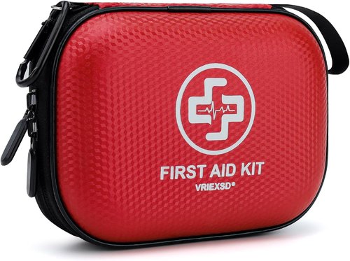 Mini First Aid Kit - 150-Piece Waterproof Medical Kit for Home, Travel, Camping & Outdoor Emergencies - Red