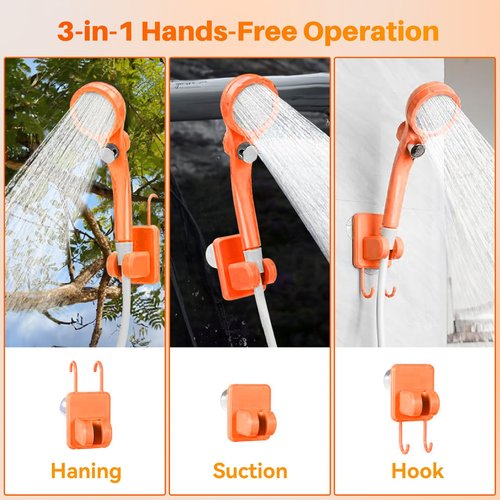 COOLIGO Portable Camping Shower with Heater, 6000mAh Rechargeable Camping Shower with 2000W Auto-Off Immersion Heater, LED Display, Heated Outdoor Shower for Travel, Hiking, Car