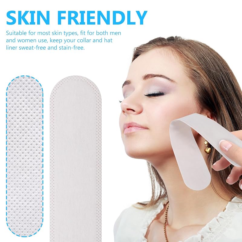 Disposable Collar Protector Sweat Pads - Self-Adhesive Neck Liners, 50 Pack, White, 8.66 x 1.18 in