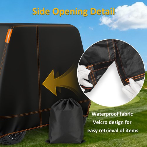 Falafa Golf Cart Cover 6 Passenger, Heavy Duty 420D Waterproof All Weather Protection, Universal Fit for EZGO Club Car Yamaha with Storage Bag & Reflective Strips