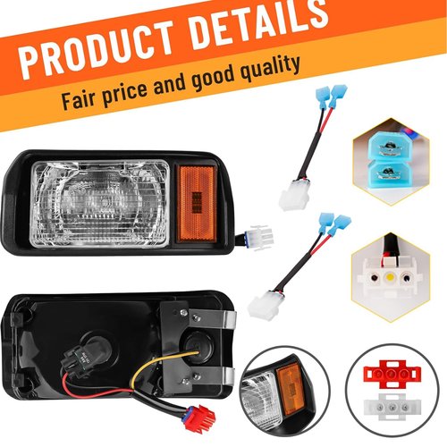 Drive-up Golf Cart Headlights, Halogen Headlights Factory Style for Club Car DS 1993-Up Models Replace OEM 101988002 101988001