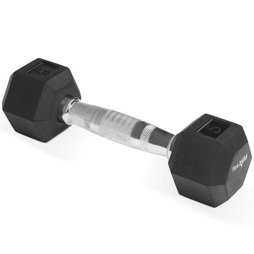 Dumbbell - Rubber Hex - 5lbs