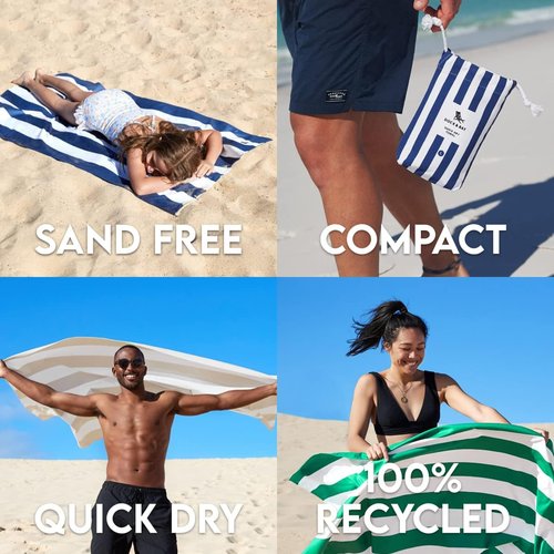 Dock & Bay Beach Towel - Quick Dry & Sand Free - Compact & Lightweight - 100% Recycled - Cancun Green - Large