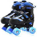 Kids Roller Skates for Boys Girls, 4 Size Adjustable Kids Rollerskates with Light Up Wheels, Quad Skates for Beginner Ages 5-8 8-12