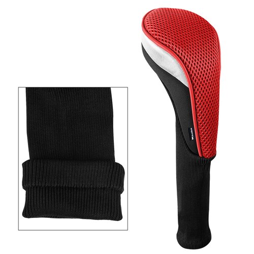Andux 4pcs/Set Mesh Golf 460cc Driver Fairway Wood Club Head Covers Long Neck with No. Tags Black/Red