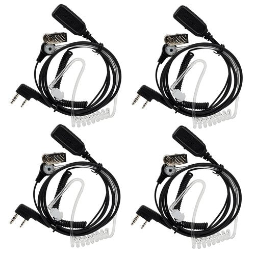 Retevis Hands Free Earpiece for Walkie-Talkie, Acoustic Tube, VOX, 2 Pin,for RT22 RT68 RT21 H-777 RT86 RT27 RB45,Compatible with Pxton SAMCOM Two Way Radio,Security Earpiece for Radios (4 Pack)
