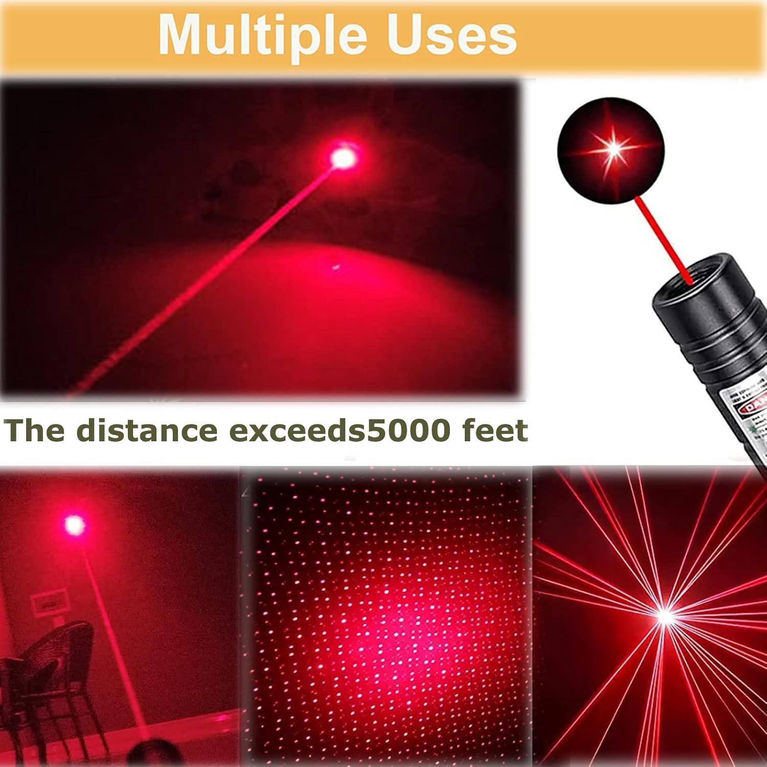 Skiennix Laser Pointer - High Power Red Indicator Light for Long Range Hiking | USB Rechargeable