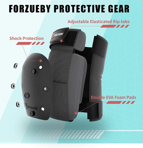 Forzueby Protective Gear Set - Adult & Kids Knee Pads, Elbow Pads, Wrist Guards | 6-in-1 for Skating & BMX