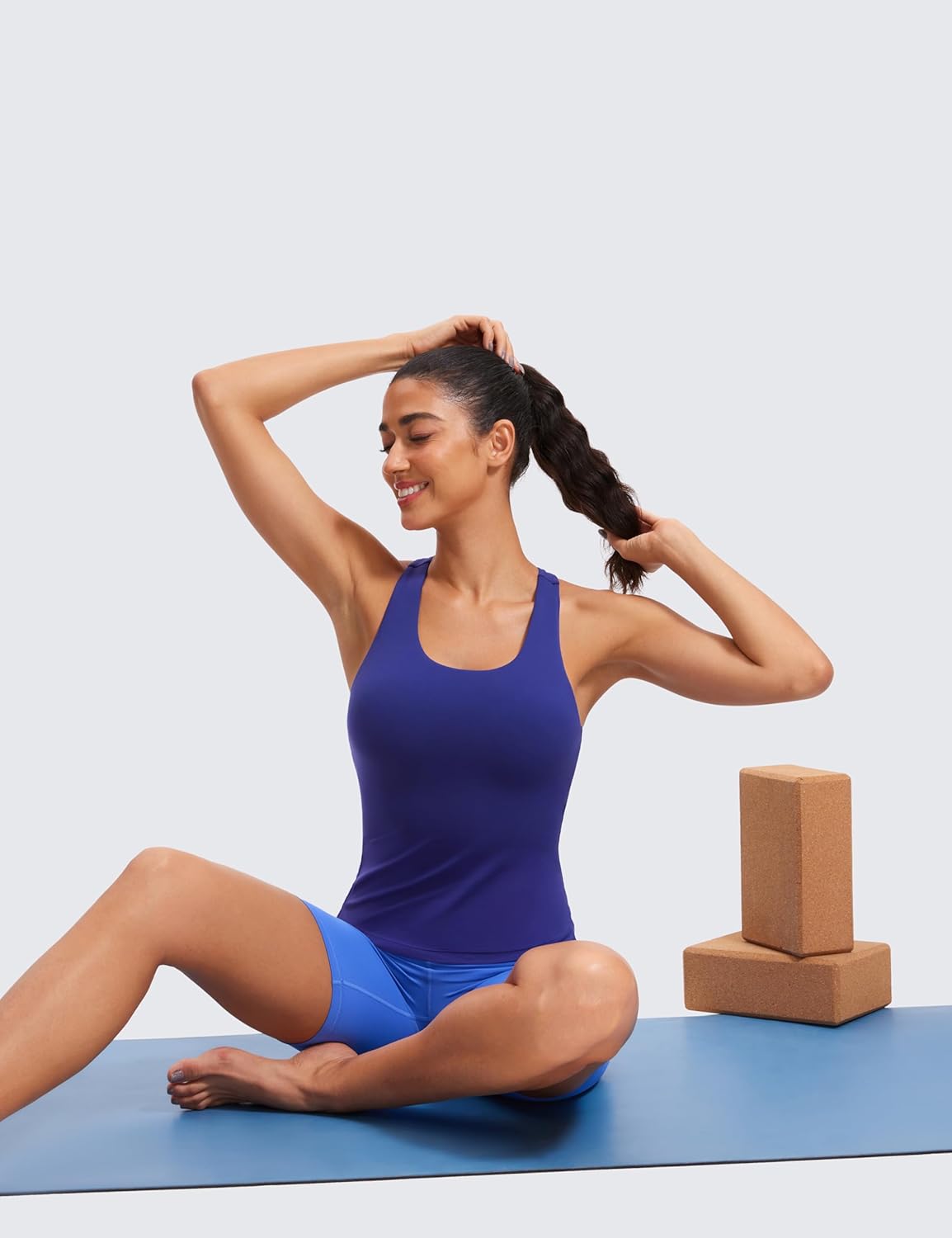 CRZ YOGA Butterluxe Workout Racerback Tank Top - Padded Spandex Yoga Shirt with Built-In Bra for Women