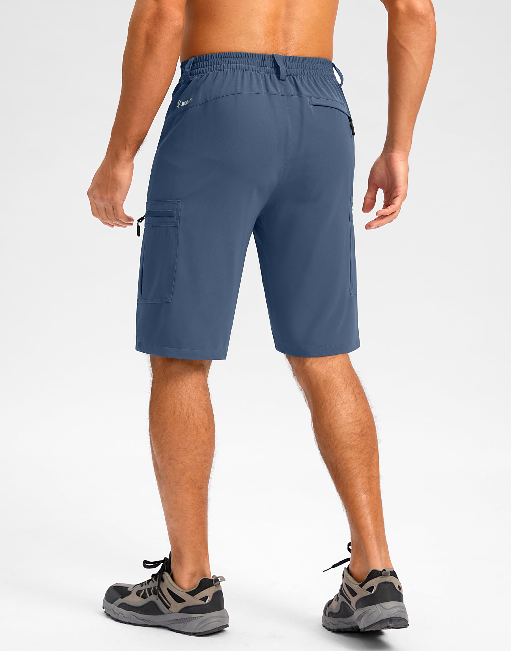 Pudolla Men's Hiking Shorts 11" Lightweight Cargo Work Shorts for Men Summer Travel Golf Casual Outdoor with 5 Pockets(Dark Navy XX-Large)