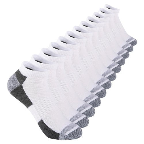 Comfoex 12 Pairs Boys Ankle Cushioned Socks Athletic Low Cut Sports Breathable Socks For Kids 4-6 6-8 8-10 10-12 Years Old