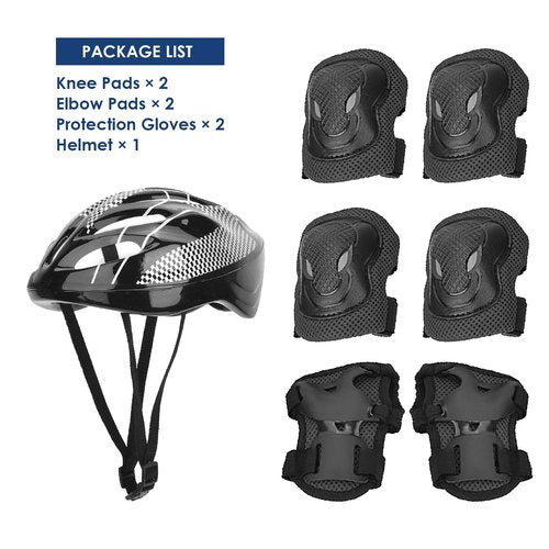 SunshineFace 7pcs Adult Roller Skating Protection Gear Set, Knee Pads + Elbow Pads + Gloves + Helmet