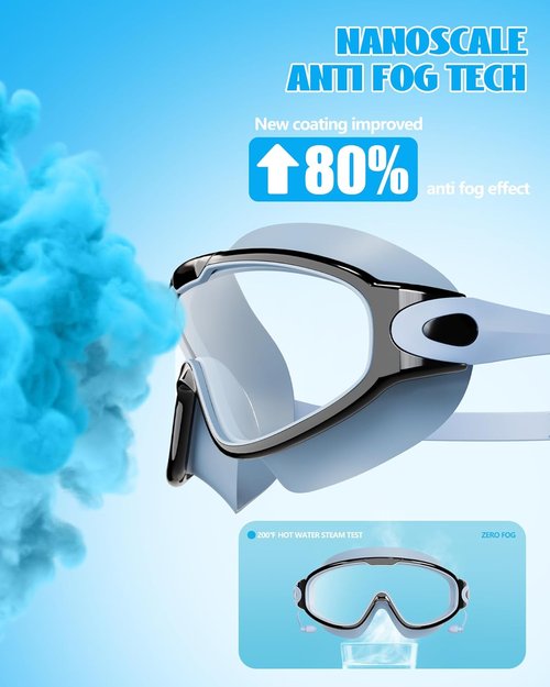 Aegend Kids Swim Goggles - Wide View, Anti-Fog & UV Protection | 2-Pack with Ear Plugs for Ages 3-14