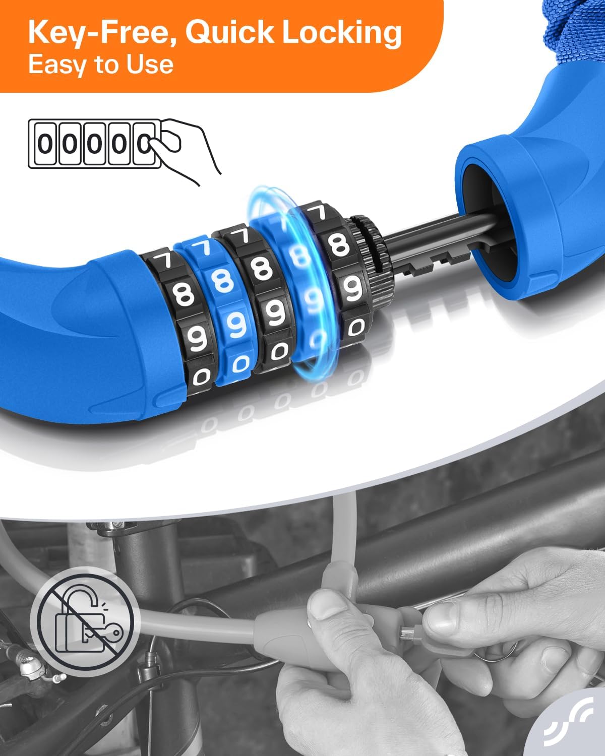 Sportneer Bike Lock - High Security 5-Digit Combination Chain Lock | Keyless & Heavy Duty, 3.2/3.6/4ft Options