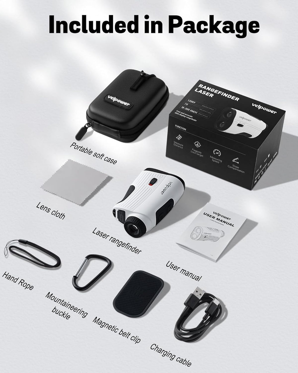 VCLPOWER Golf Rangefinder - 1200 Yards Laser with Slope, 7X Magnification & Waterproof Design