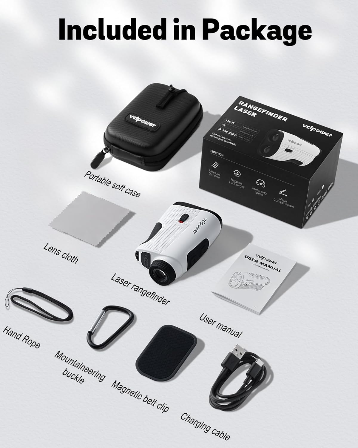 VCLPOWER Golf Rangefinder - 1200 Yards Laser with Slope, 7X Magnification & Waterproof Design