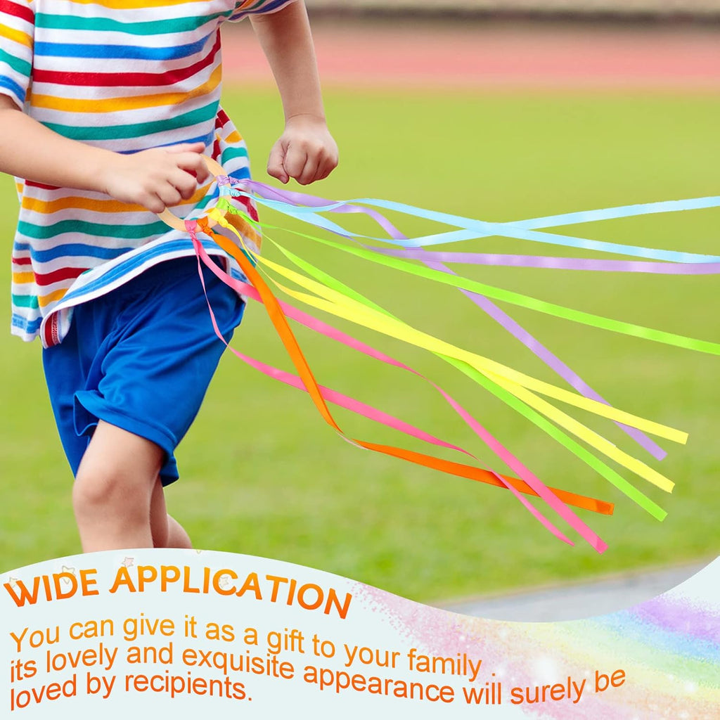 Sumind Rainbow Ribbon Hand Kites - 6 Pcs Colorful Streamer Wands for Kids | Educational Dance Toy