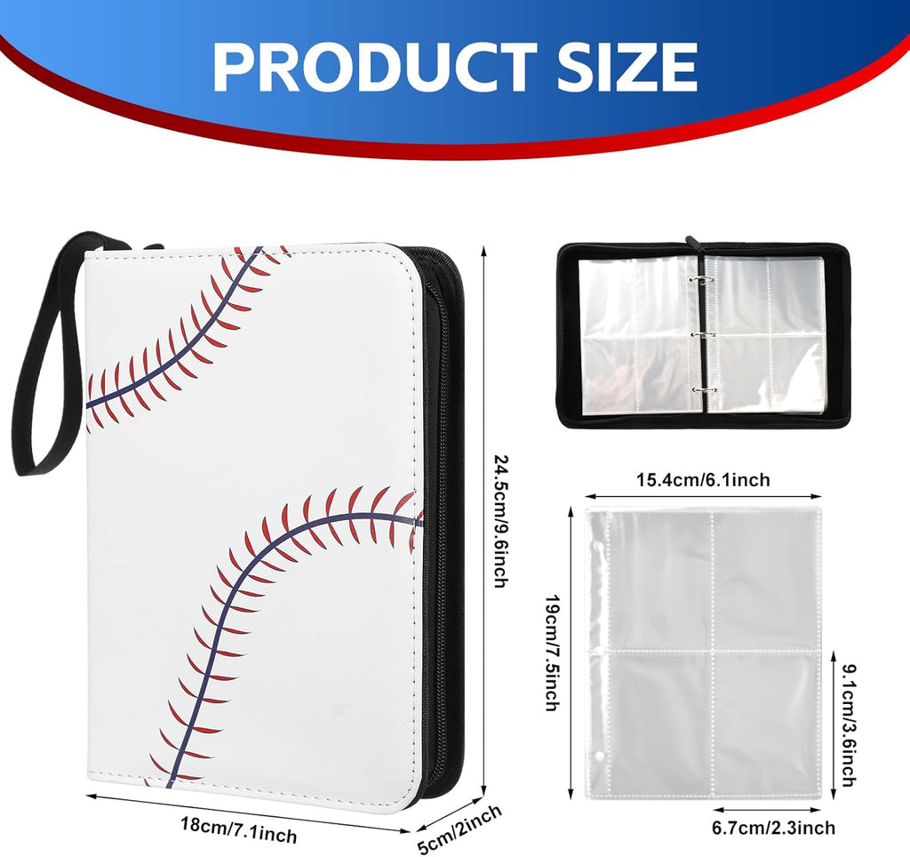 Sanwuta Baseball Card Binders - 6 Pack with 2400 Pockets, Zipper & Removable Sleeves | Double-Sided Storage Album